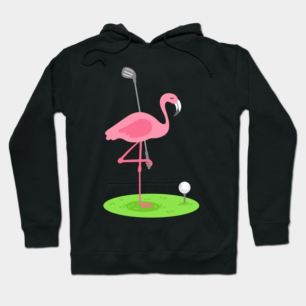 Golf Flamingo Golfing Golfer Hoodie by KAWAIITEE